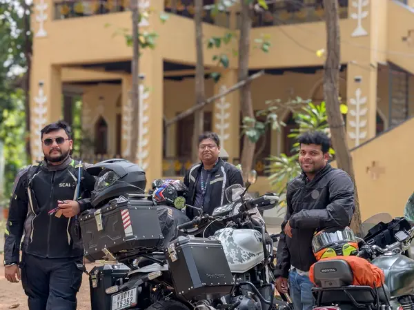 Bikers with their motorcycles outside the resort