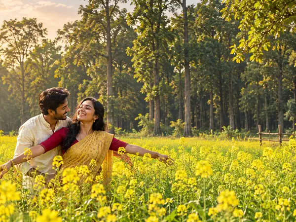 Blooming mustard field at the Sobuj Thikana farm